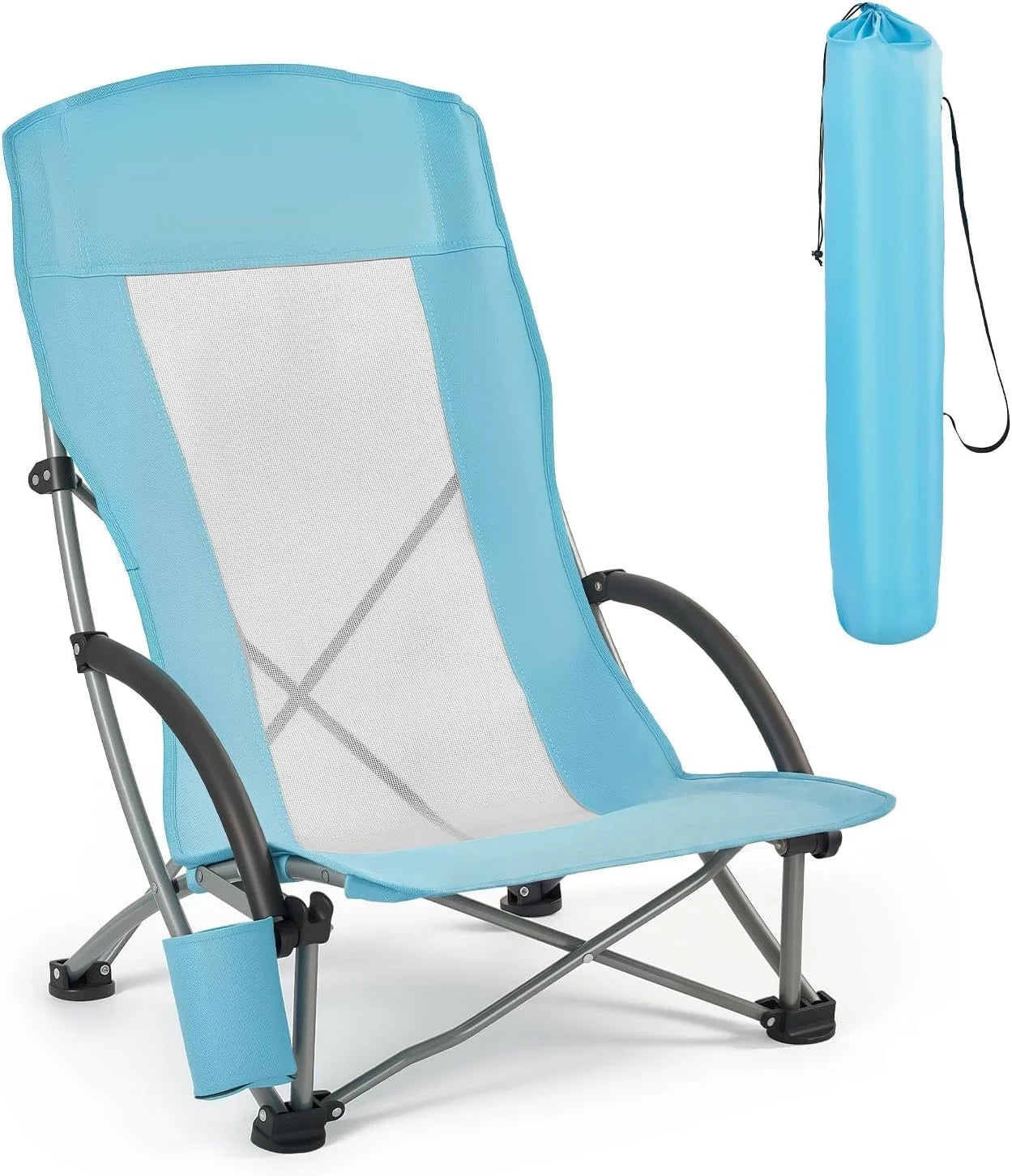 New Arrivals Folding Beach Chair, High Back Camping Chairs for Adults, Portable Extra Wide Seat Chair 330 lbs Heavy Duty - Image 2