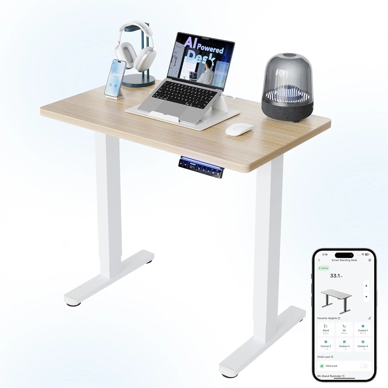 HUANUO 32 Small Electric Standing Desk Adjustable Height, 4 Memory Height Settings bifanuoyard - Image 20