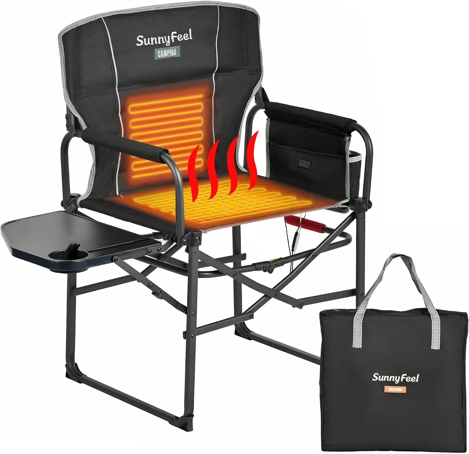 SUNNYFEEL Camping Directors Chair, Heavy Duty, Oversized Portable Folding Chair with Side Table bifanuoyard - Image 4