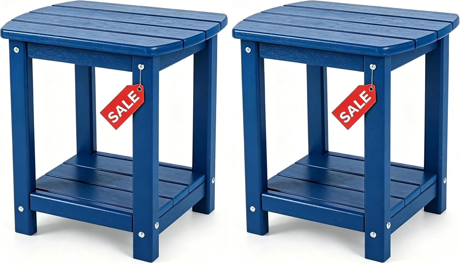 New Arrivals Adirondack Square Outdoor Side Table,2-Tier Storage Patio Side Table - Image 14