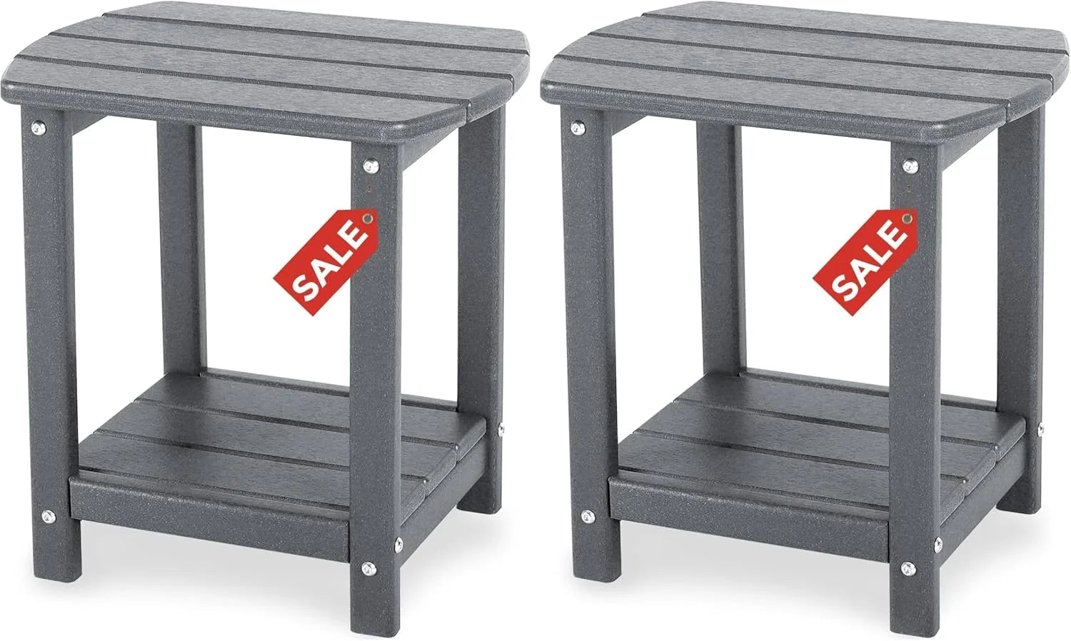 New Arrivals Adirondack Square Outdoor Side Table,2-Tier Storage Patio Side Table - Image 16
