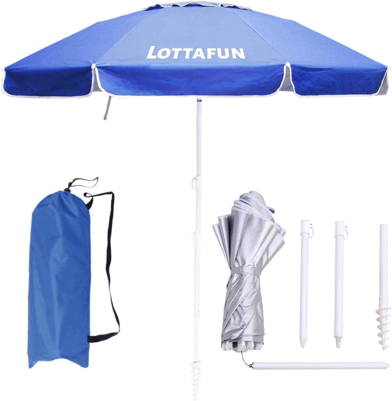 New Arrivals 6ft Beach Umbrella – Heavy Duty Wind Resistant UV 50+ Portable Sun Shade with Sand Anchor & Carry Bag - Image 5