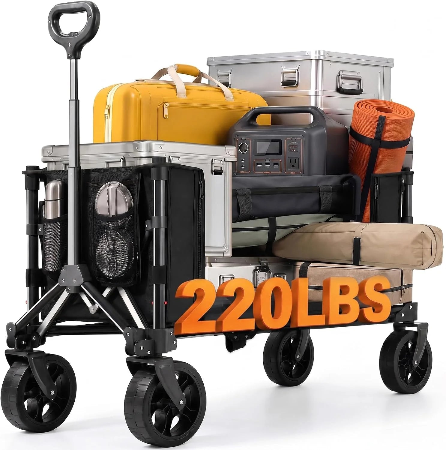 Ultra Compact Collapsible Wagon Cart, Lightweight Foldable Wagon with All Terrain Wheels - Image 5