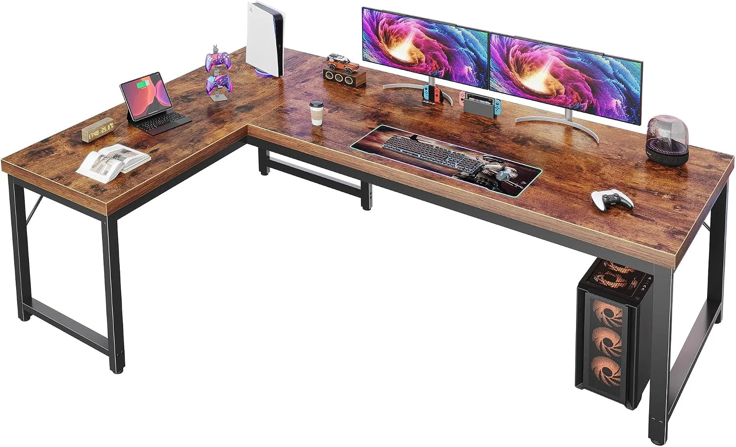 Huuger 63 Inch L Shaped Desk with Power Outlets and USB-C Port, 0.95 Inch Thicker Desktop bifanuoyard - Image 3