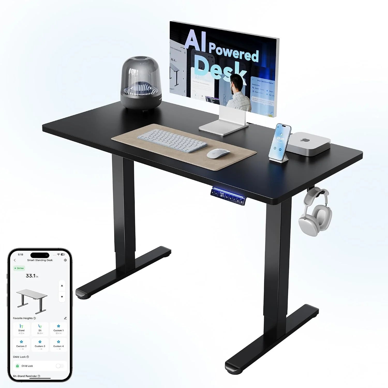 HUANUO 32 Small Electric Standing Desk Adjustable Height, 4 Memory Height Settings bifanuoyard - Image 17
