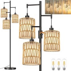 Alternative view of ZECOXOL Vintage Floor Lamp for Living Room Bedroom-3 Light Glass Floor Lamp with Three Led Bulb bifanuoyard