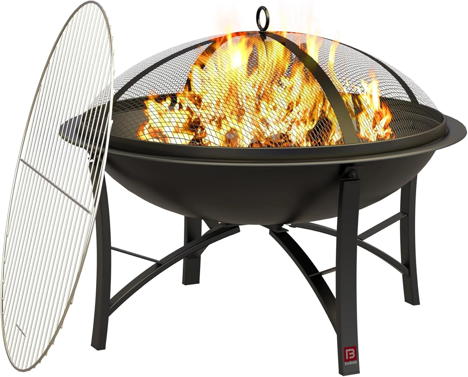New Arrivals Fire Beauty Wood Burning Fire Pit, 2-in-1 BBQ Grill for Backyard Camping