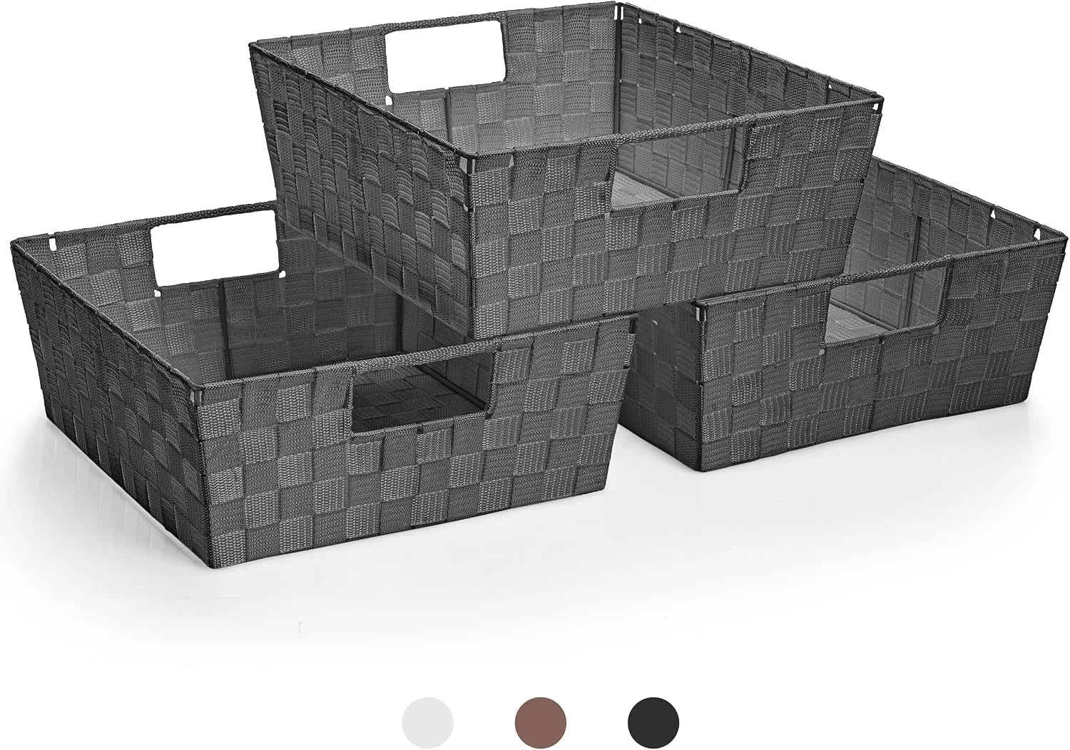 New Arrivals Set of 3 Large Woven Storage Baskets, Mesh Hand-Woven Organizing Baskets, Fabric Storage Bins for Linen - Image 5