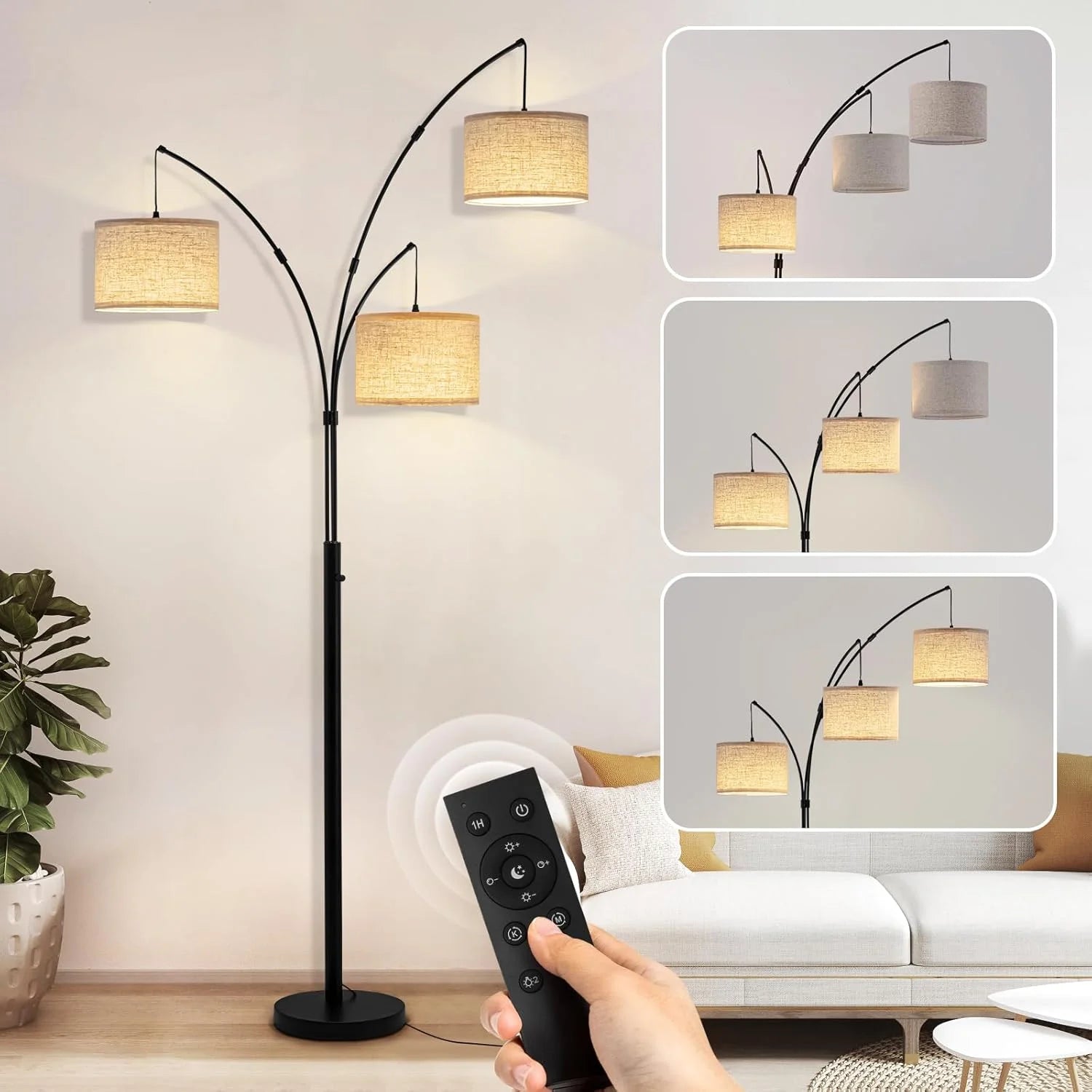 Floor Lamp, Remote Control, Dimmable, 3 Light - Image 5