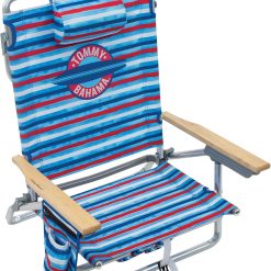 Alternative view of New Arrivals Bahama 5-Position Classic Lay Flat Folding Backpack Beach Chair, Aluminum, Red, White