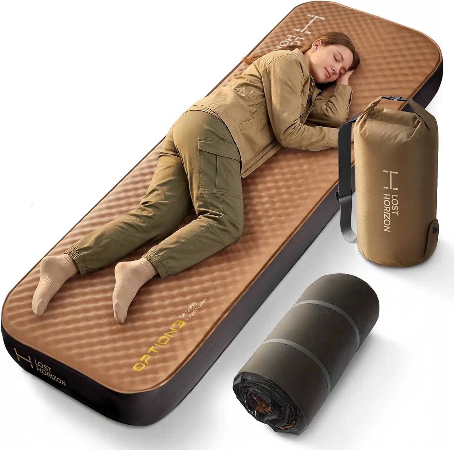 Lost Horizon Air & Foam Camping Mattress, Self-Inflating Sleeping Pad, 4.5 Thick, with Pump Sack, R13 Insulation bifanuoyard
