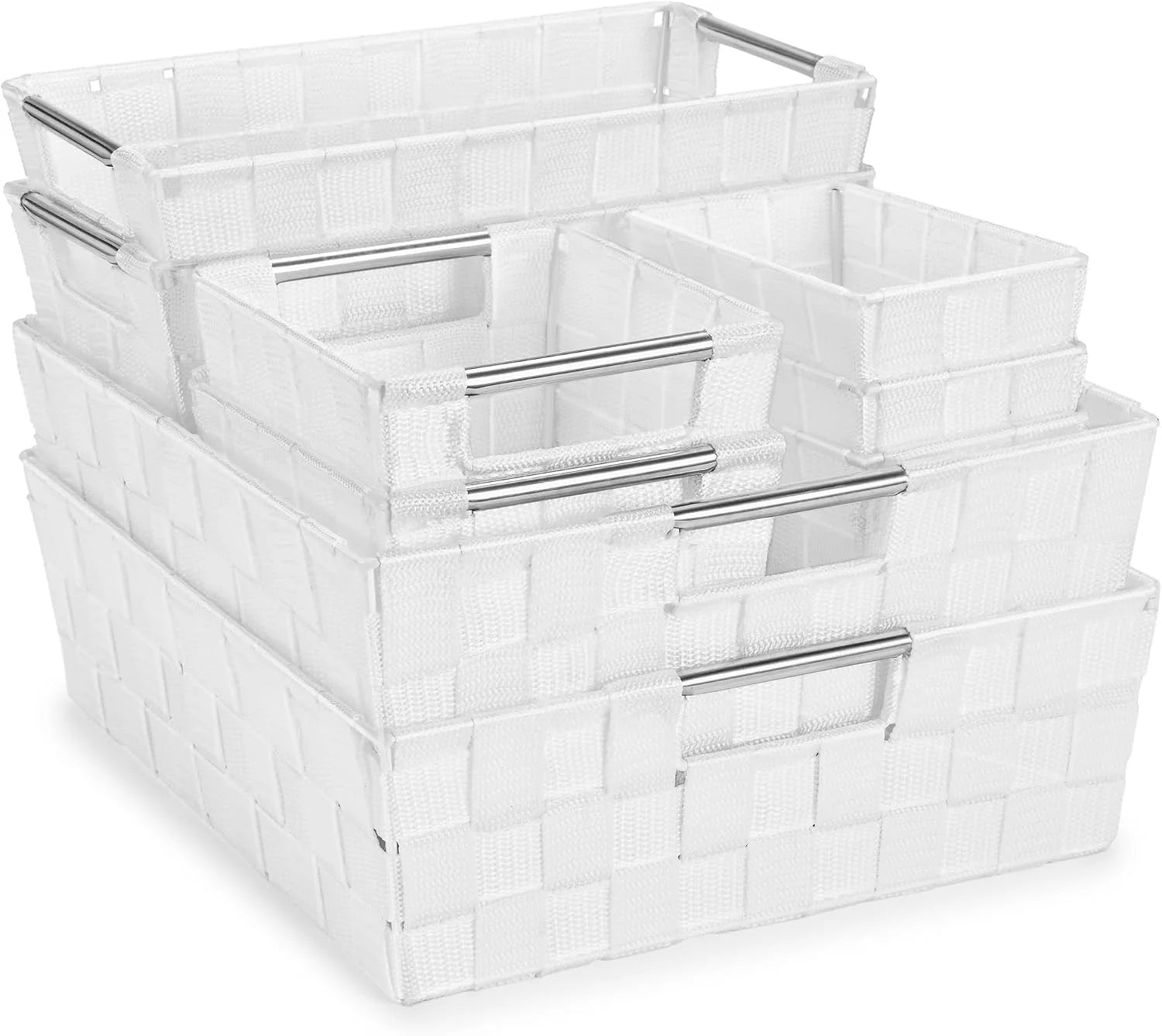 New Arrivals Set of 3 Large Woven Storage Baskets, Mesh Hand-Woven Organizing Baskets, Fabric Storage Bins for Linen - Image 7