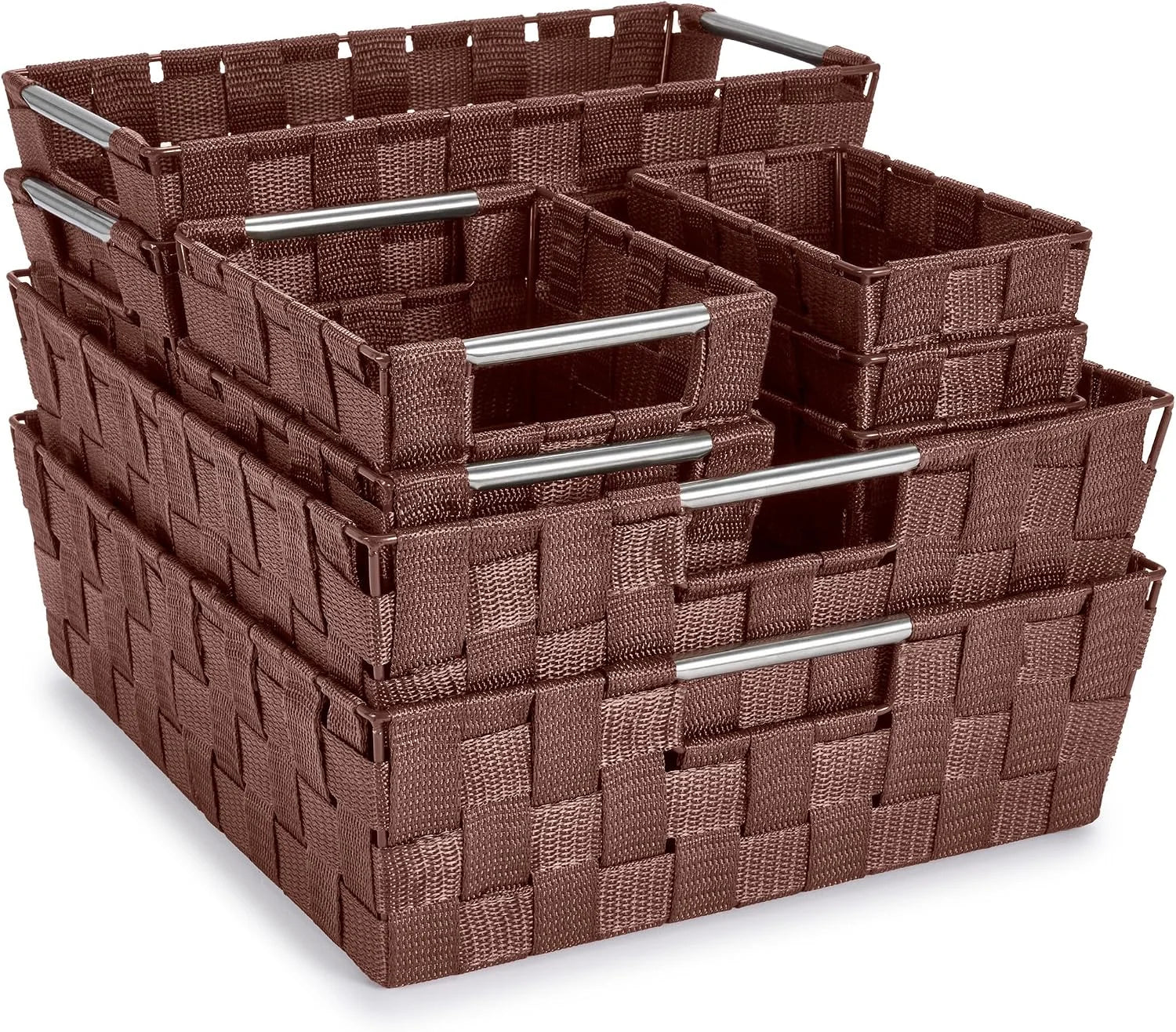 New Arrivals Set of 3 Large Woven Storage Baskets, Mesh Hand-Woven Organizing Baskets, Fabric Storage Bins for Linen - Image 3