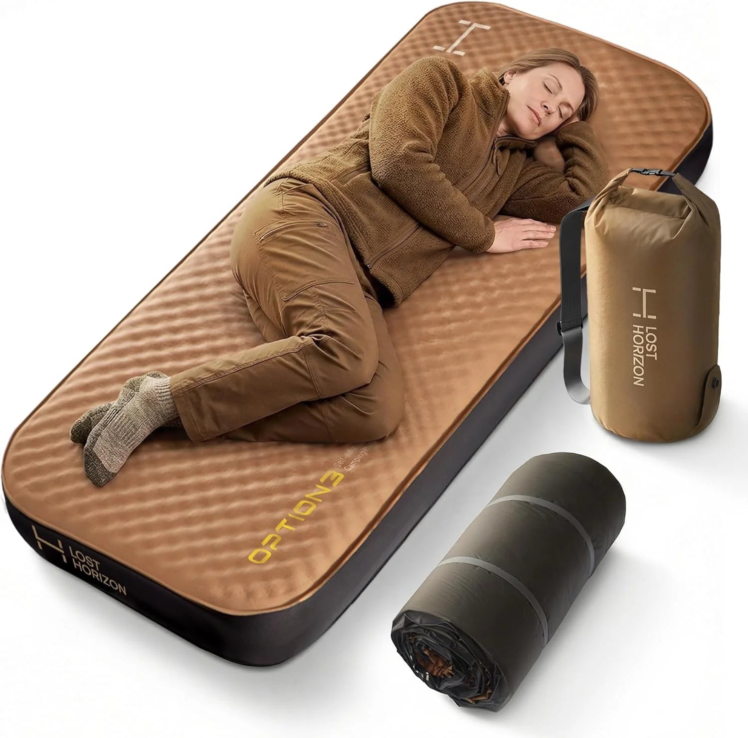 Lost Horizon Air & Foam Camping Mattress, Self-Inflating Sleeping Pad, 4.5 Thick, with Pump Sack, R13 Insulation bifanuoyard - Image 3