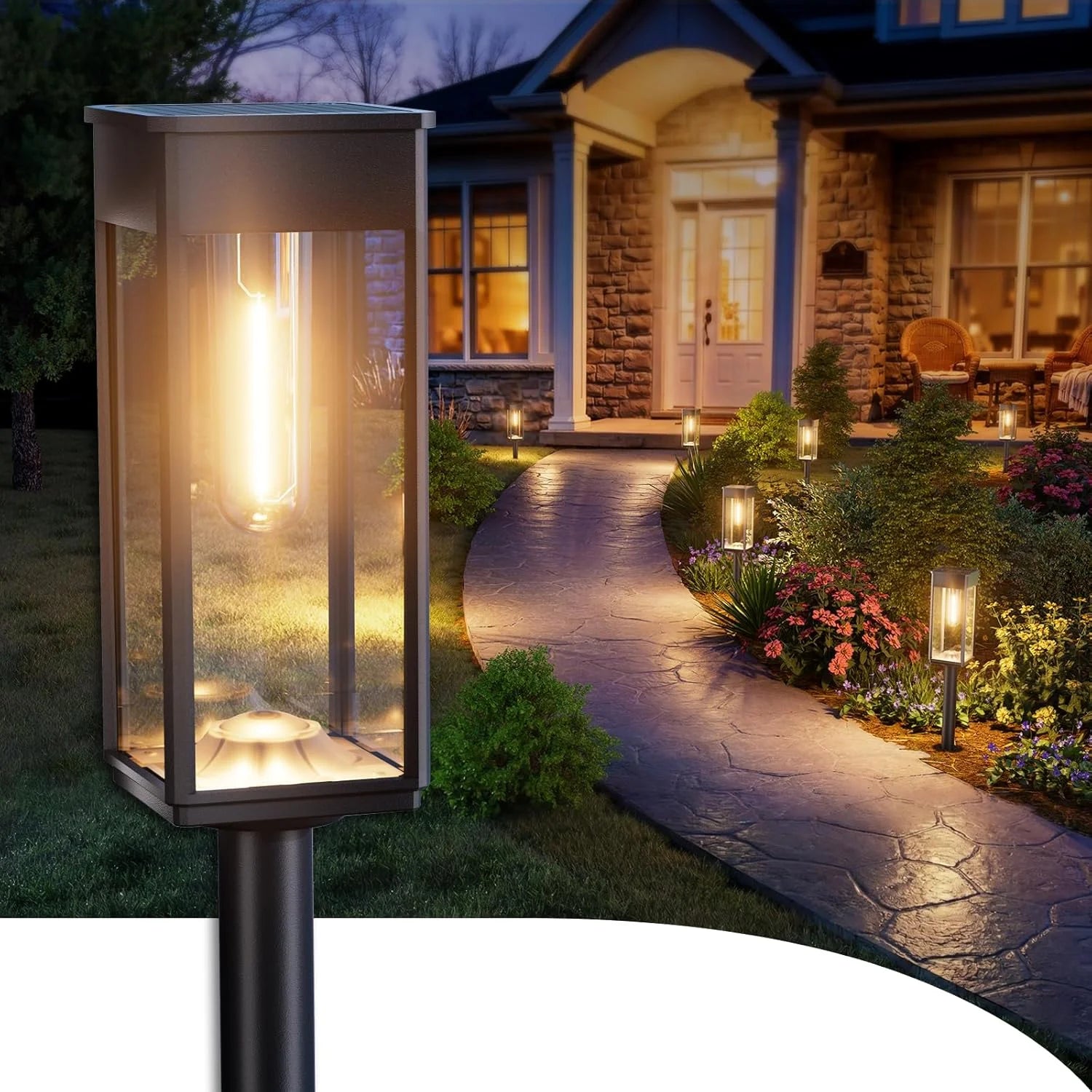 New Arrivals Solar Pathway Lights Outdoor, 8 Pack Bright Solar Lights Outdoor, IP65 Waterproof Solar Garden Lights Solar - Image 2