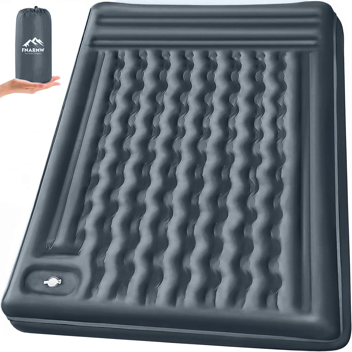 New Arrivals Double Sleeping Pad Camping, Self Inflating 6" Extra-Thick 2 Person Pillow Built-in Foot Pump Waterproof - Image 2