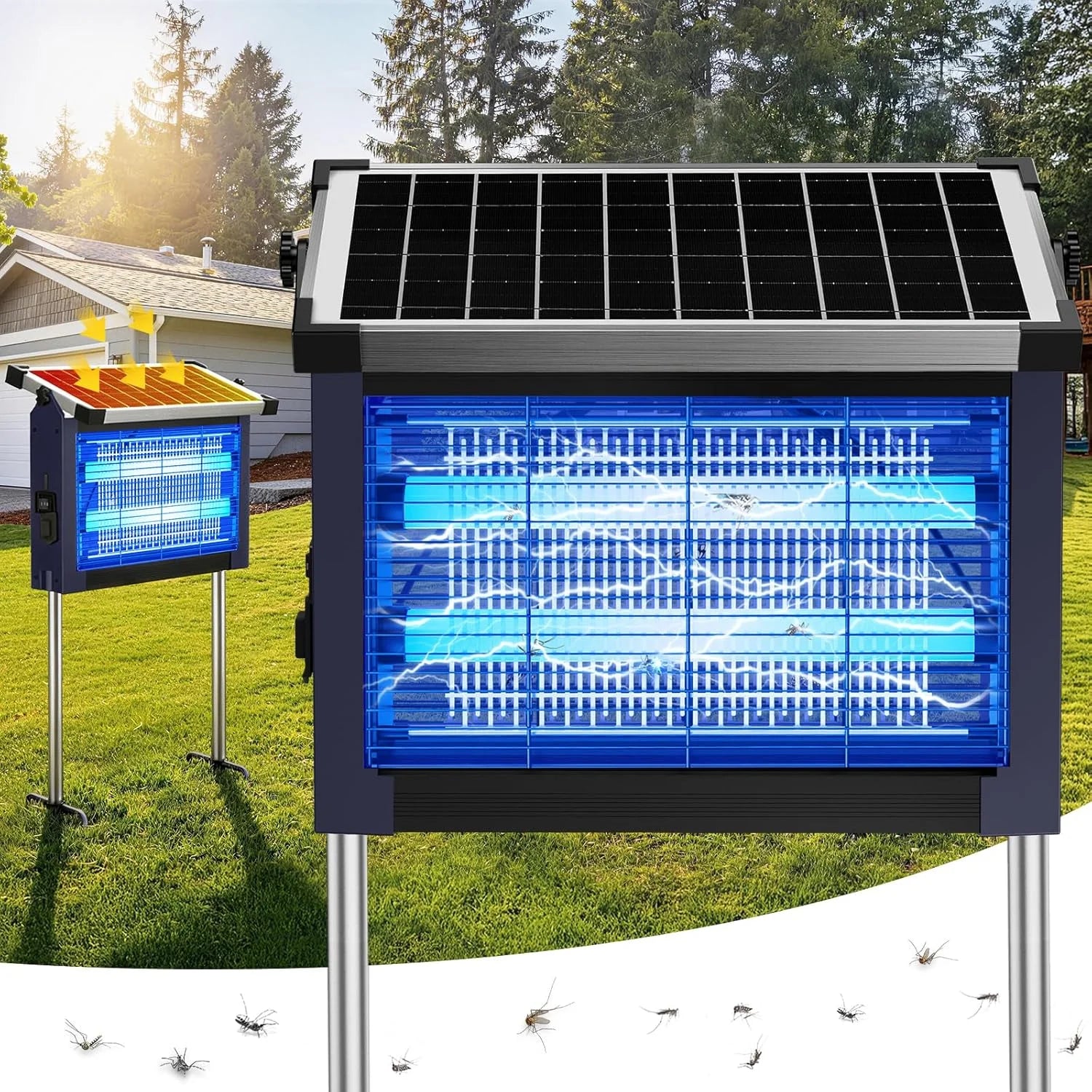 Solar Bug Zapper Outdoor, 4500V Solar Mosquito Zapper for Outdoor & Indoor, 1/2 Acre Coverage Cordless Rechargeable bifanuoyard - Image 3