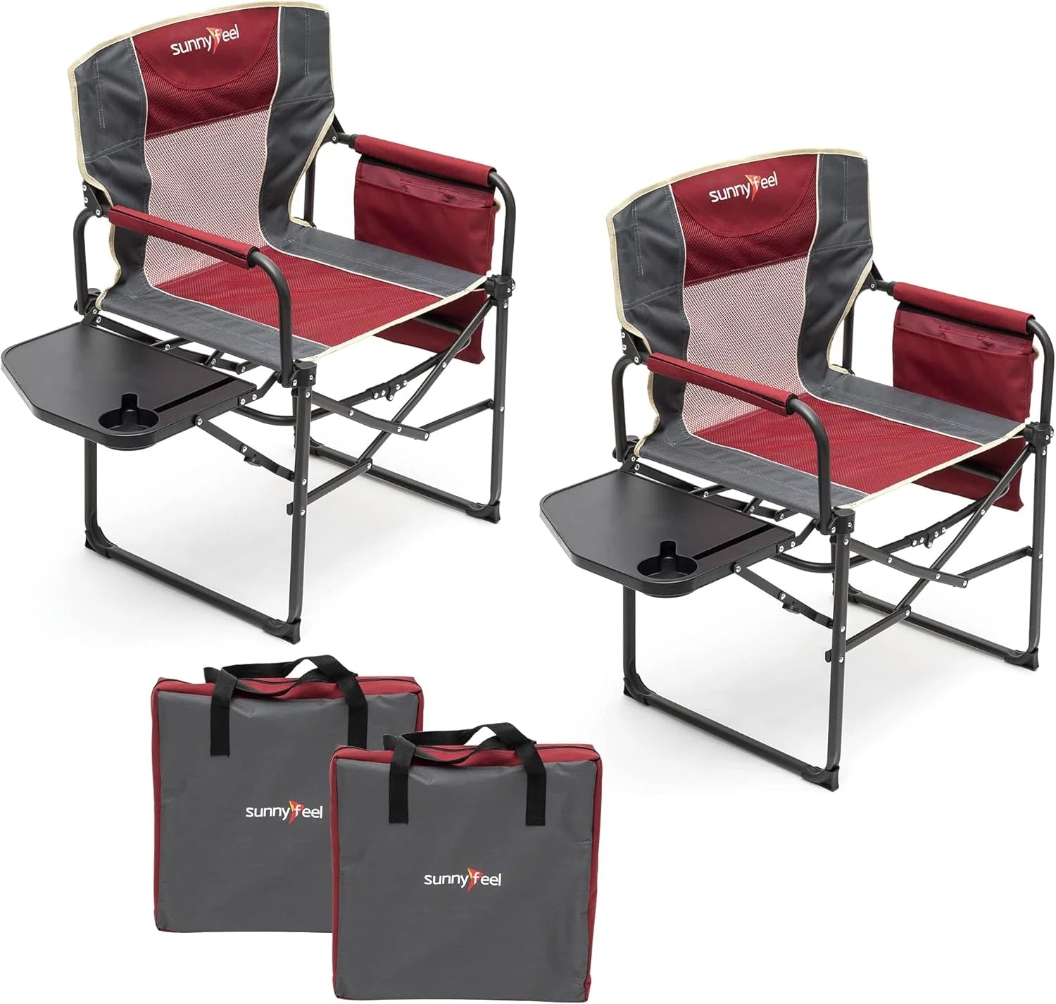 SUNNYFEEL Camping Directors Chair, Heavy Duty, Oversized Portable Folding Chair with Side Table bifanuoyard