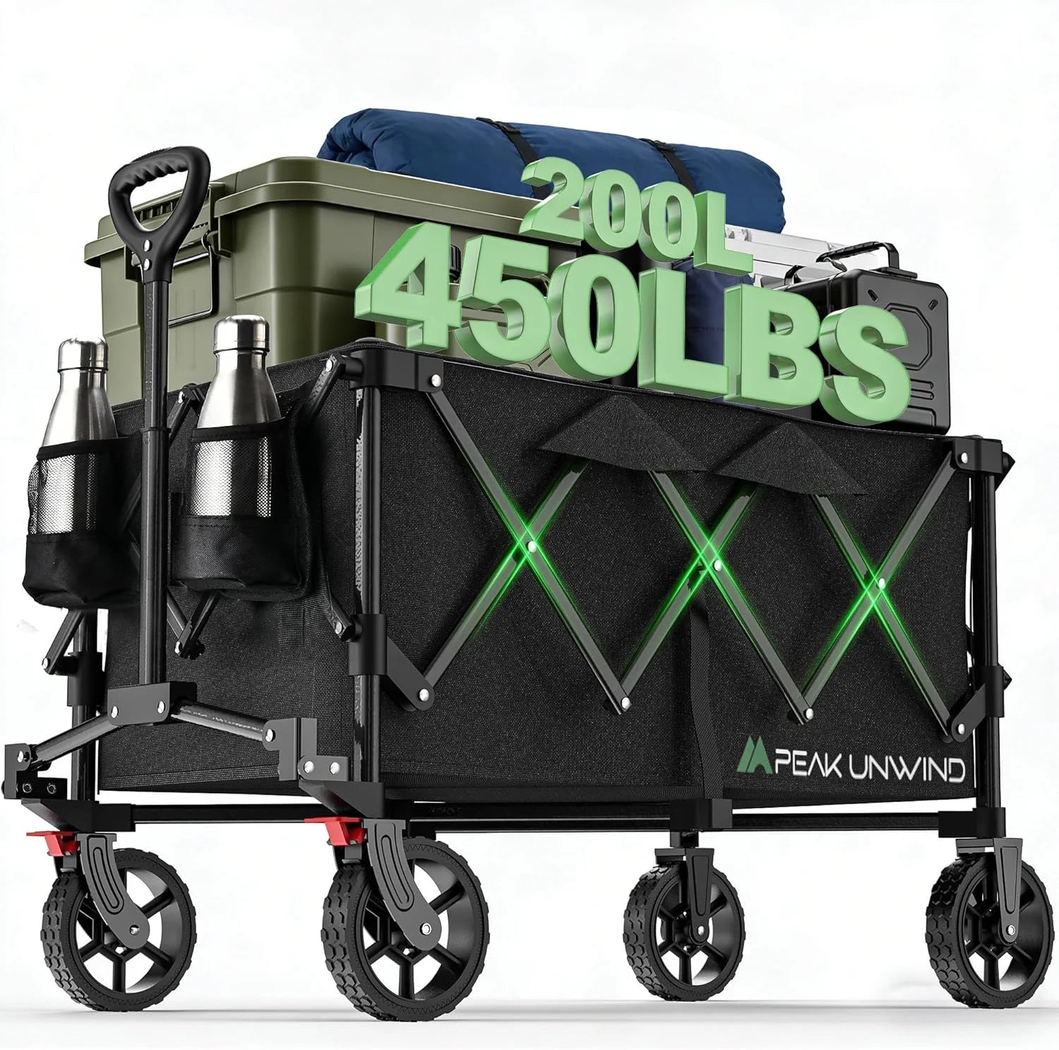 Foldable Carts, Collapsible Wagon with Wheels, 450LBS Heavy Duty Beach Wagon Cart - Image 6