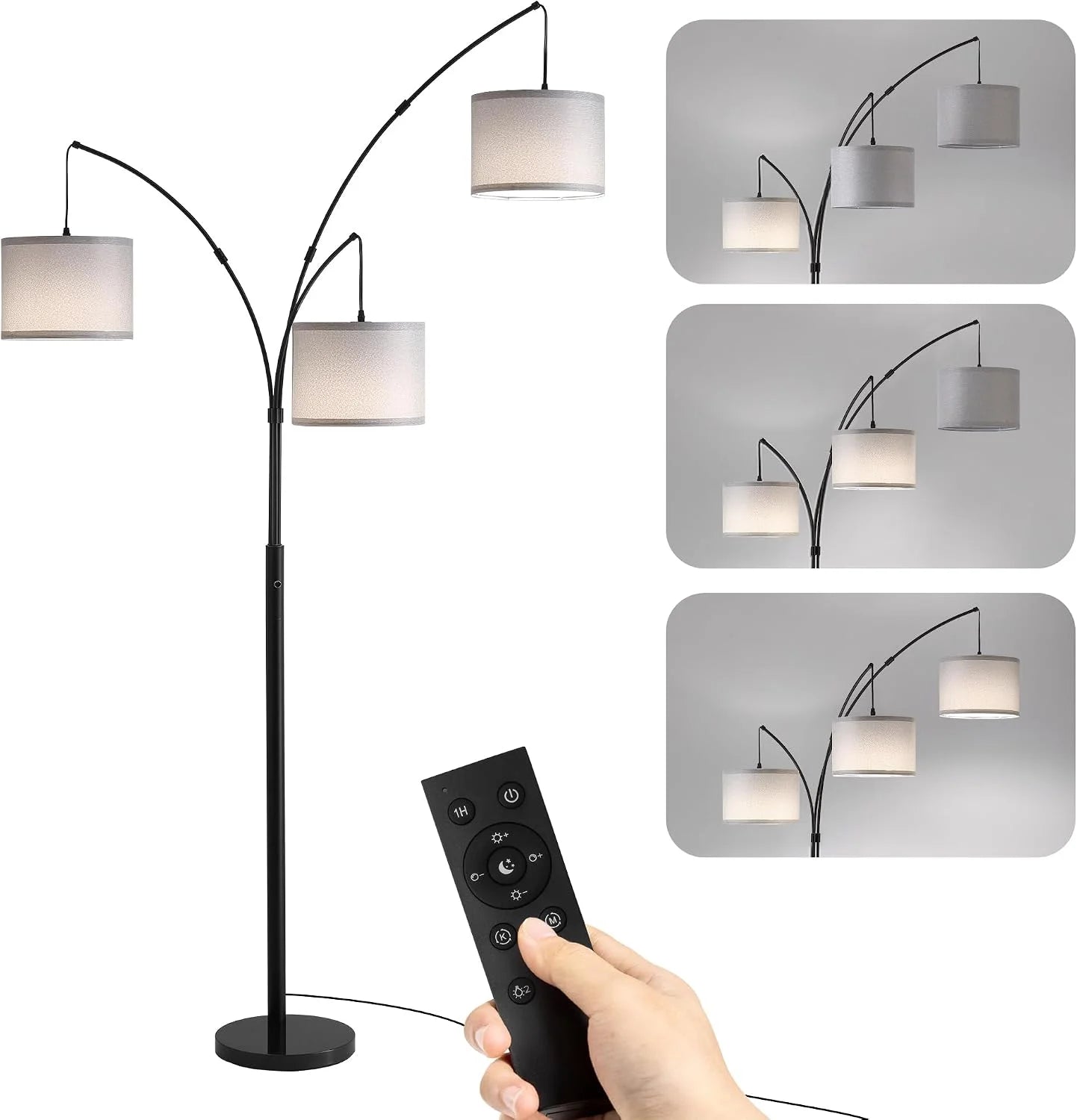 Floor Lamp, Remote Control, Dimmable, 3 Light - Image 8