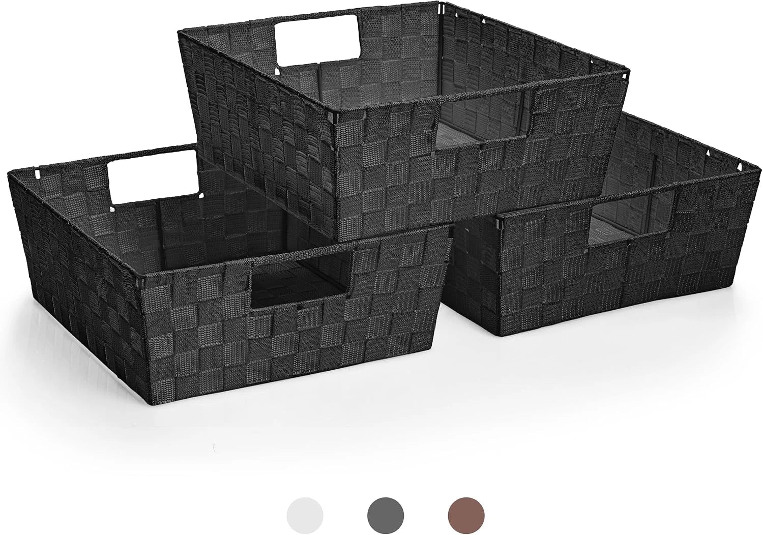 New Arrivals Set of 3 Large Woven Storage Baskets, Mesh Hand-Woven Organizing Baskets, Fabric Storage Bins for Linen - Image 2