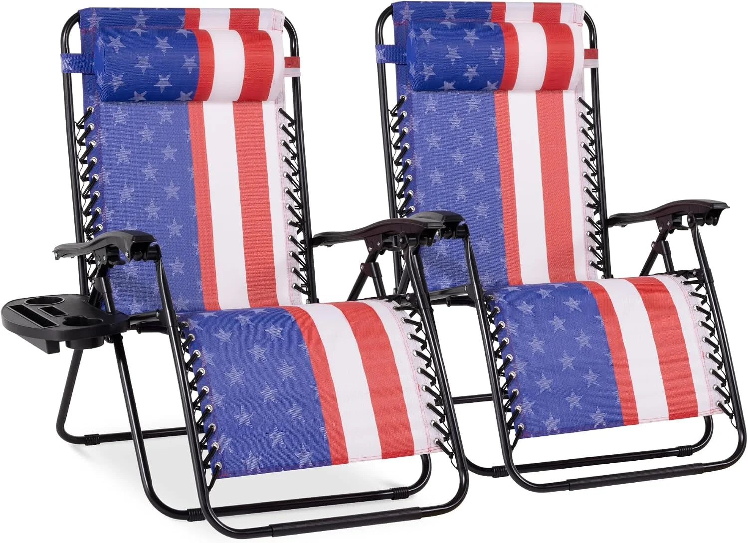 Best Choice Products Set of 2 Adjustable Steel Mesh Zero Gravity Lounge Chair Recliners w/Pillows and Cup Holder Trays bifanuoyard - Image 12