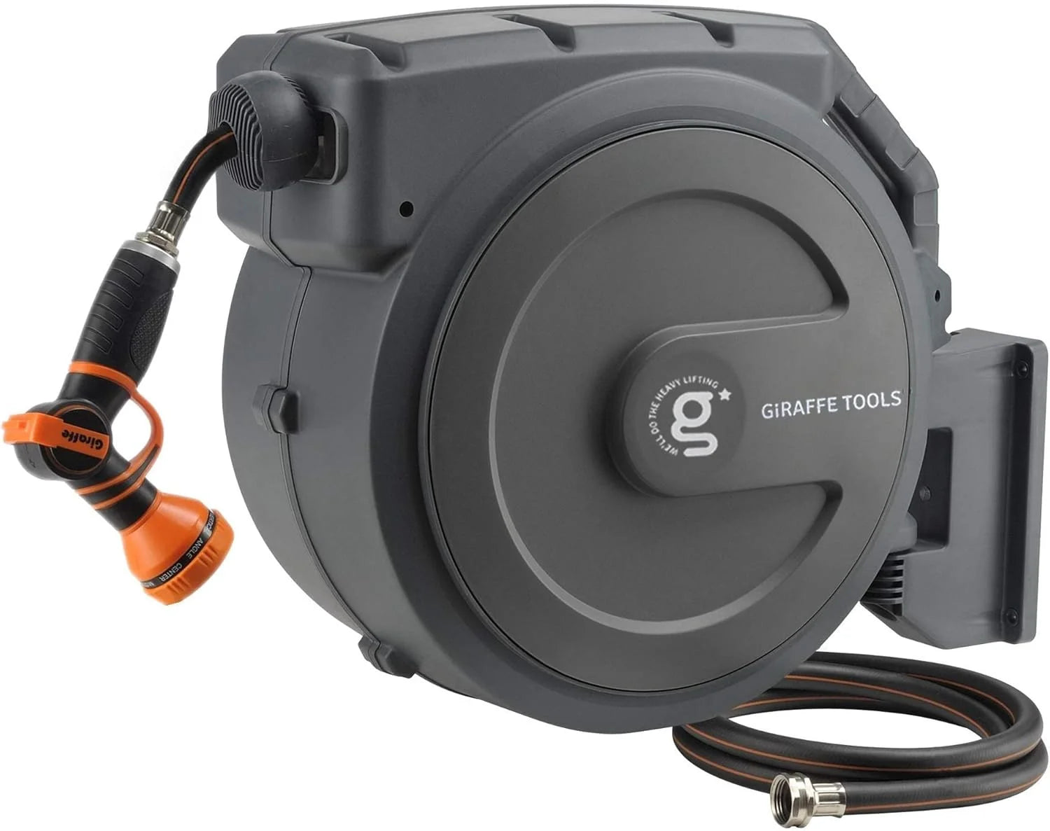 New Arrivals Retractable Garden Hose Reel 1/2 Inch x 130 ft, Super Heavy Duty, Wall Mounted and 180 Deg Swivel Bracket - Image 4
