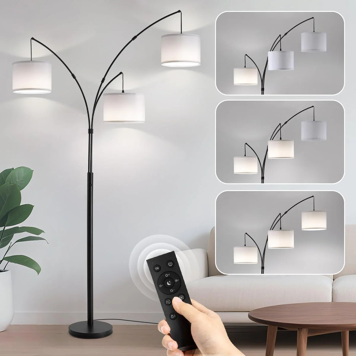 Floor Lamp, Remote Control, Dimmable, 3 Light - Image 2