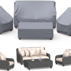 Alternative view of Mrrihand Patio Furniture Covers, 4 Piece Outdoor Furniture Cover Waterproof includ Ourdoor Sofa Cover, 2 Chair Covers