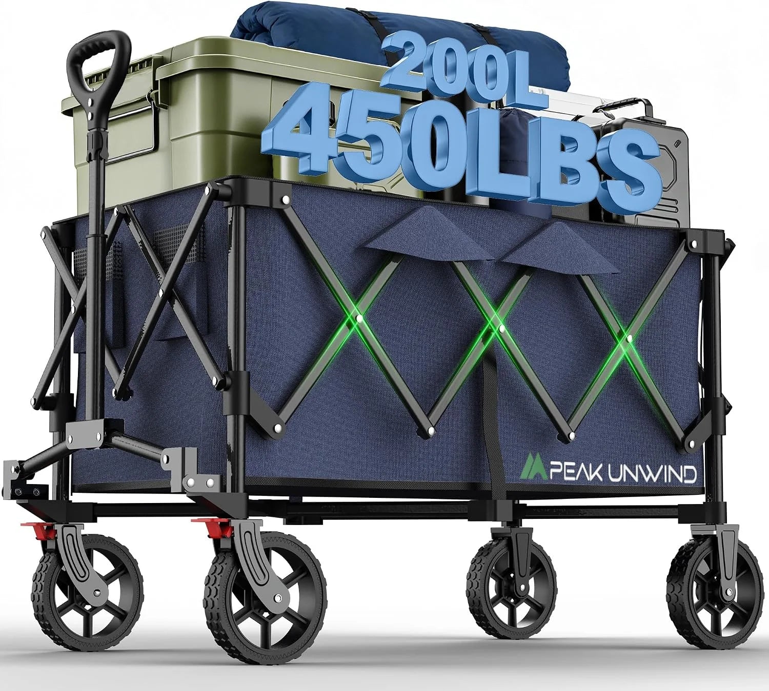 Foldable Carts, Collapsible Wagon with Wheels, 450LBS Heavy Duty Beach Wagon Cart - Image 7