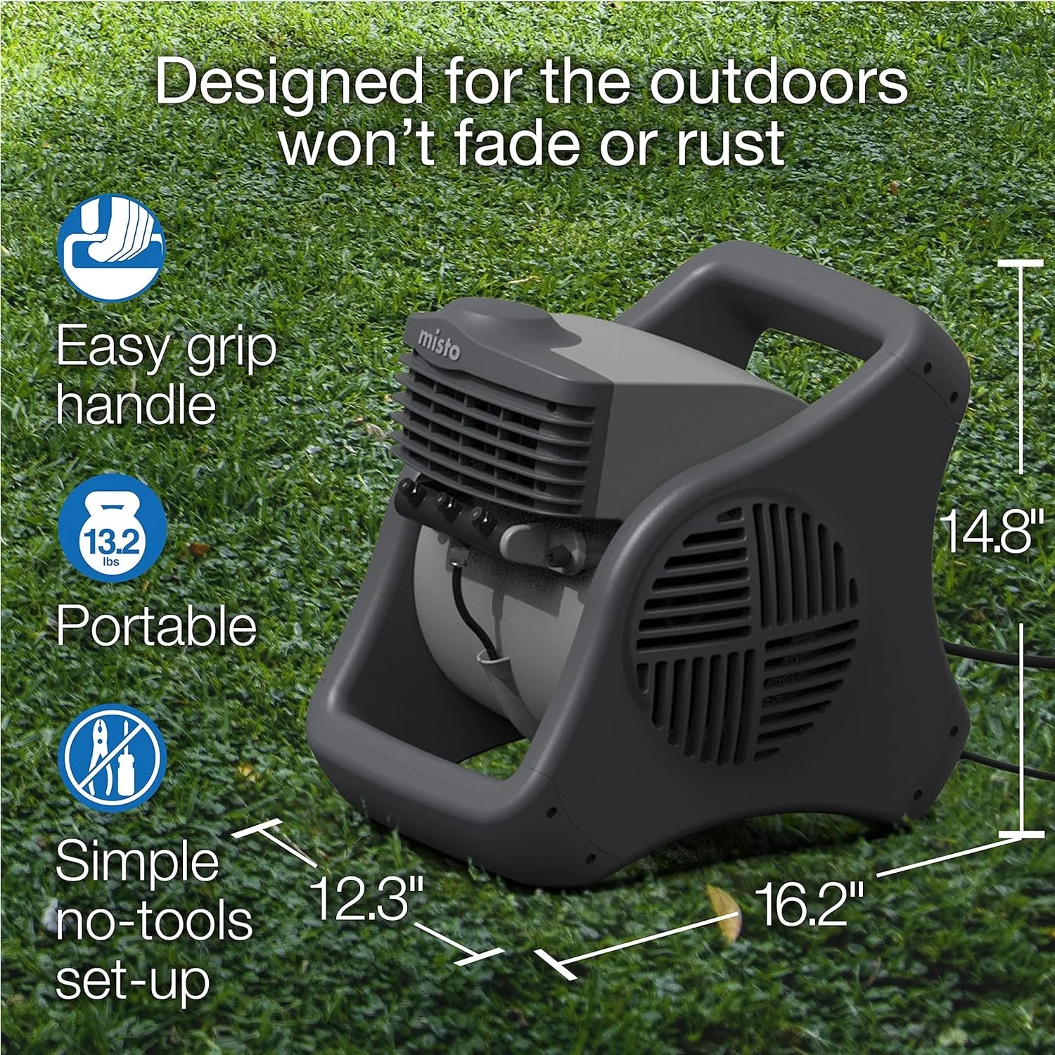 Lasko Misto Outdoor Misting Blower Fan, for Sports, Camping, Decks & Patios, 3 Speeds, 15, Black, 7050 bifanuoyard - Image 6