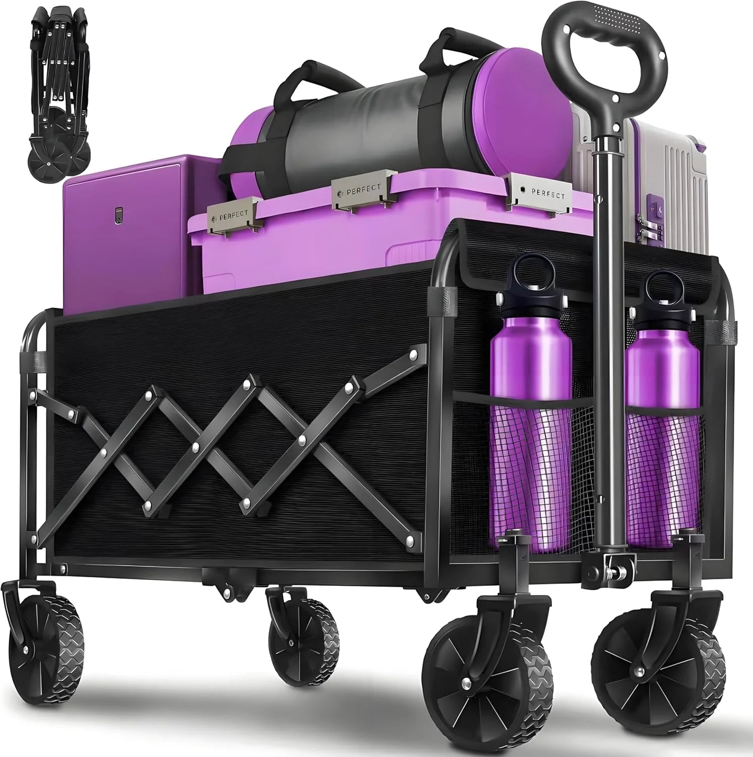 Wagons Cart Foldable, 280 lbs Collapsible Wagon with Wheels for Camping - Image 3