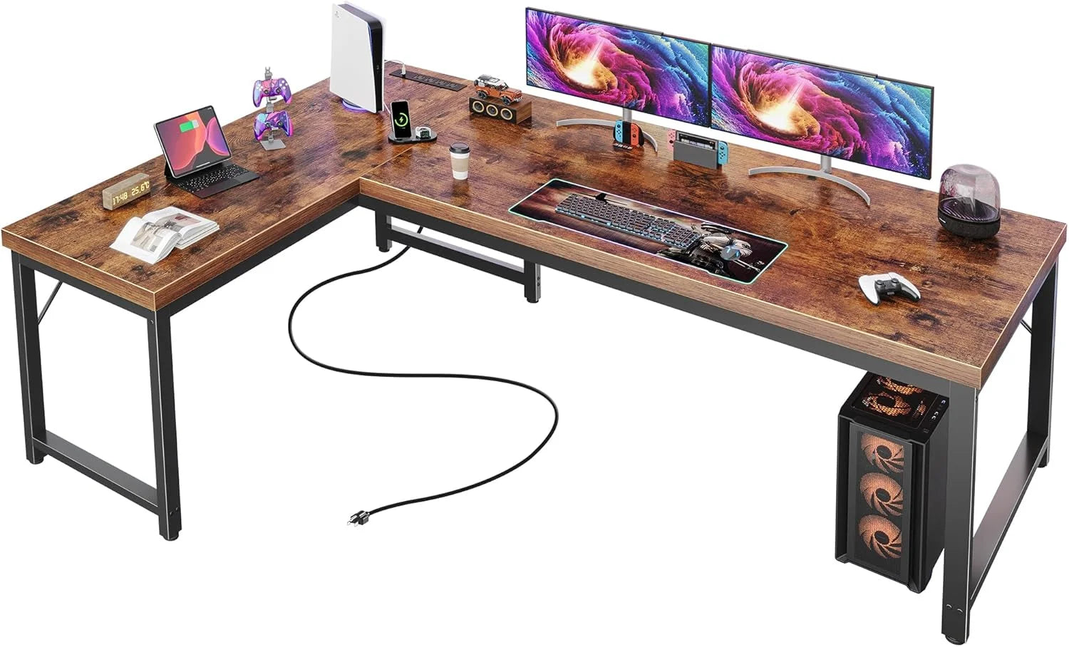 Huuger 63 Inch L Shaped Desk with Power Outlets and USB-C Port, 0.95 Inch Thicker Desktop bifanuoyard - Image 7