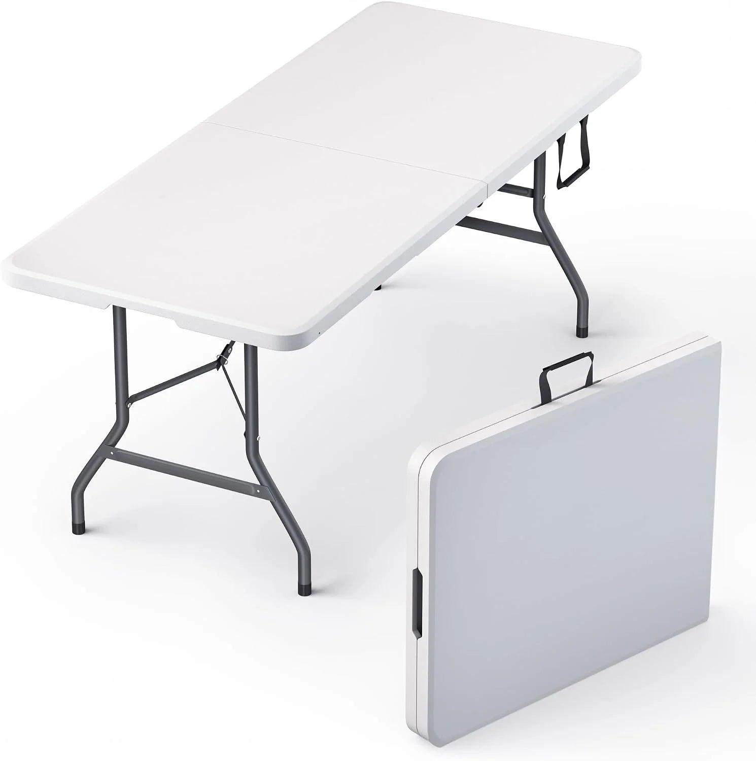 Our Modern Space 8 Feet Foldable Table with Built in Handle & Steel Legs, Heavy Duty Portable bifanuoyard - Image 2