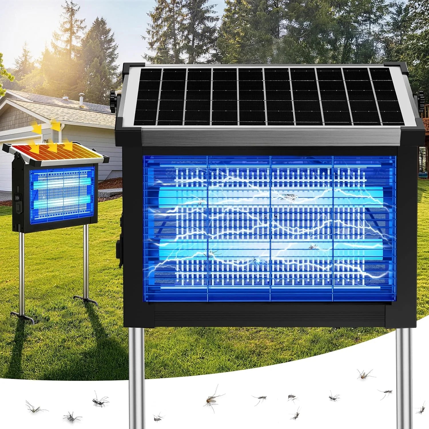 Solar Bug Zapper Outdoor, 4500V Solar Mosquito Zapper for Outdoor & Indoor, 1/2 Acre Coverage Cordless Rechargeable bifanuoyard - Image 2