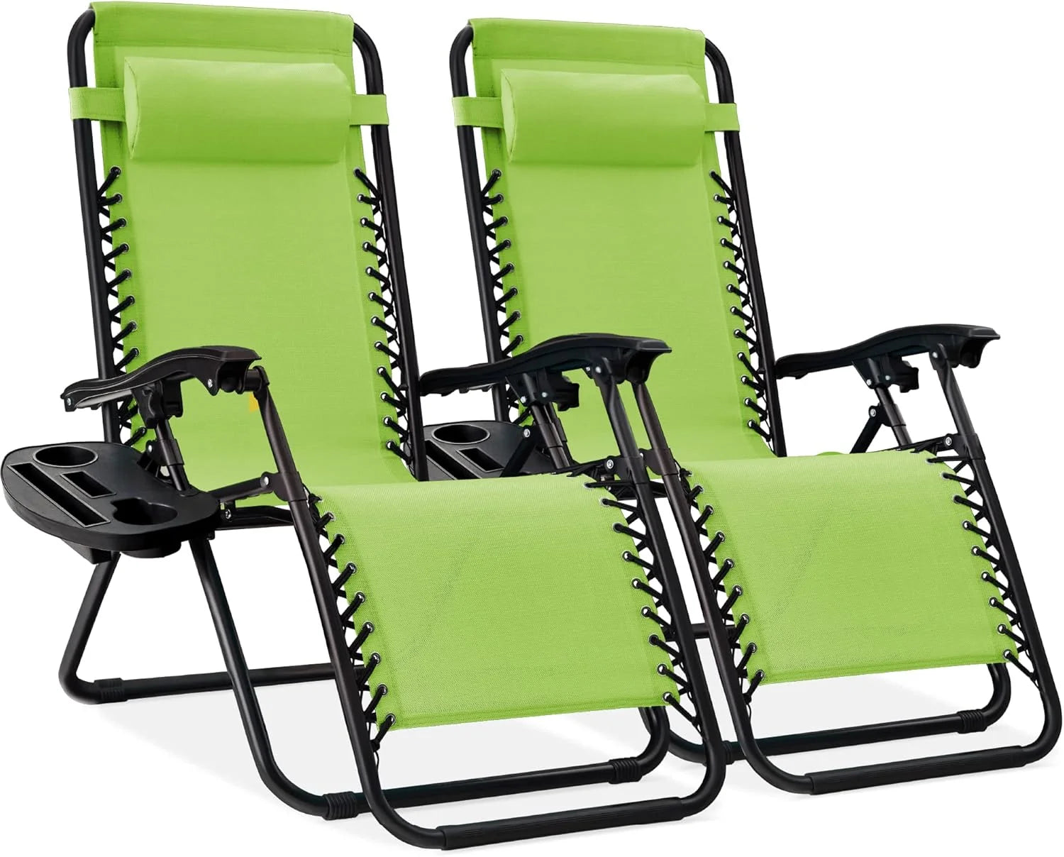 Best Choice Products Set of 2 Adjustable Steel Mesh Zero Gravity Lounge Chair Recliners w/Pillows and Cup Holder Trays bifanuoyard - Image 50
