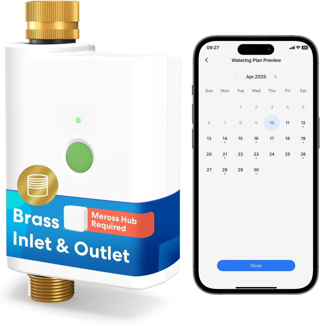 WiFi Water Timer for Garden Hose, Smart Hose Timer with Brass Inlet & Outet