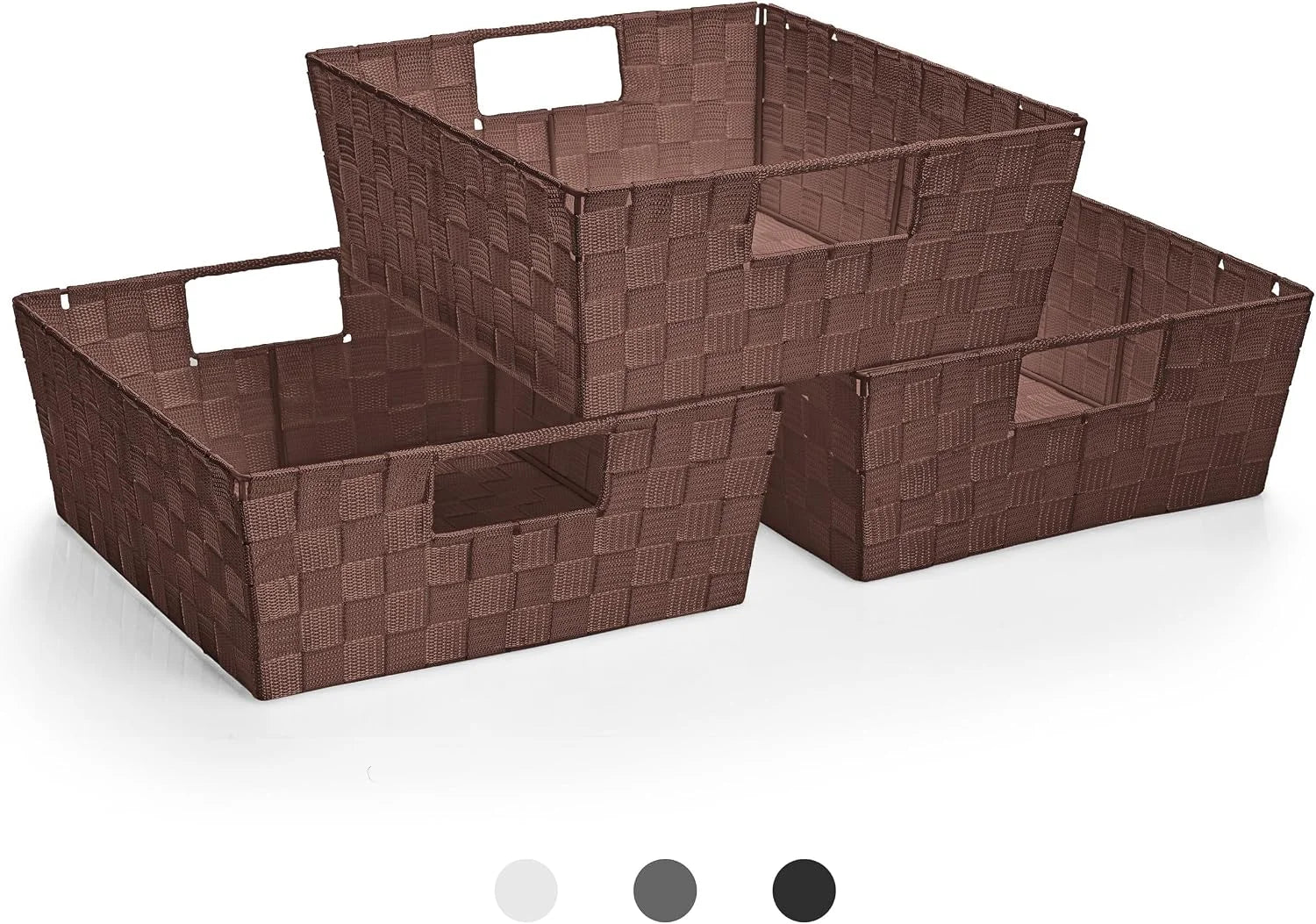 New Arrivals Set of 3 Large Woven Storage Baskets, Mesh Hand-Woven Organizing Baskets, Fabric Storage Bins for Linen - Image 6