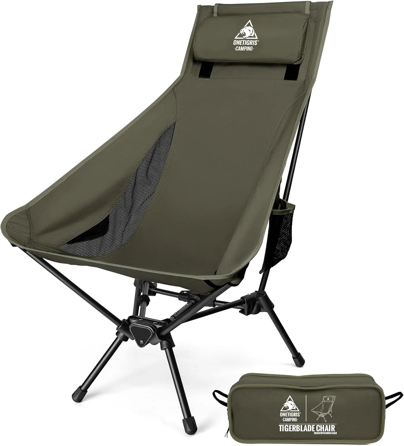 ONETIGRIS Tigerblade High Back Camping Chair with Pillow Design, Comfortable Widened Seat Folding Chair bifanuoyard - Image 3
