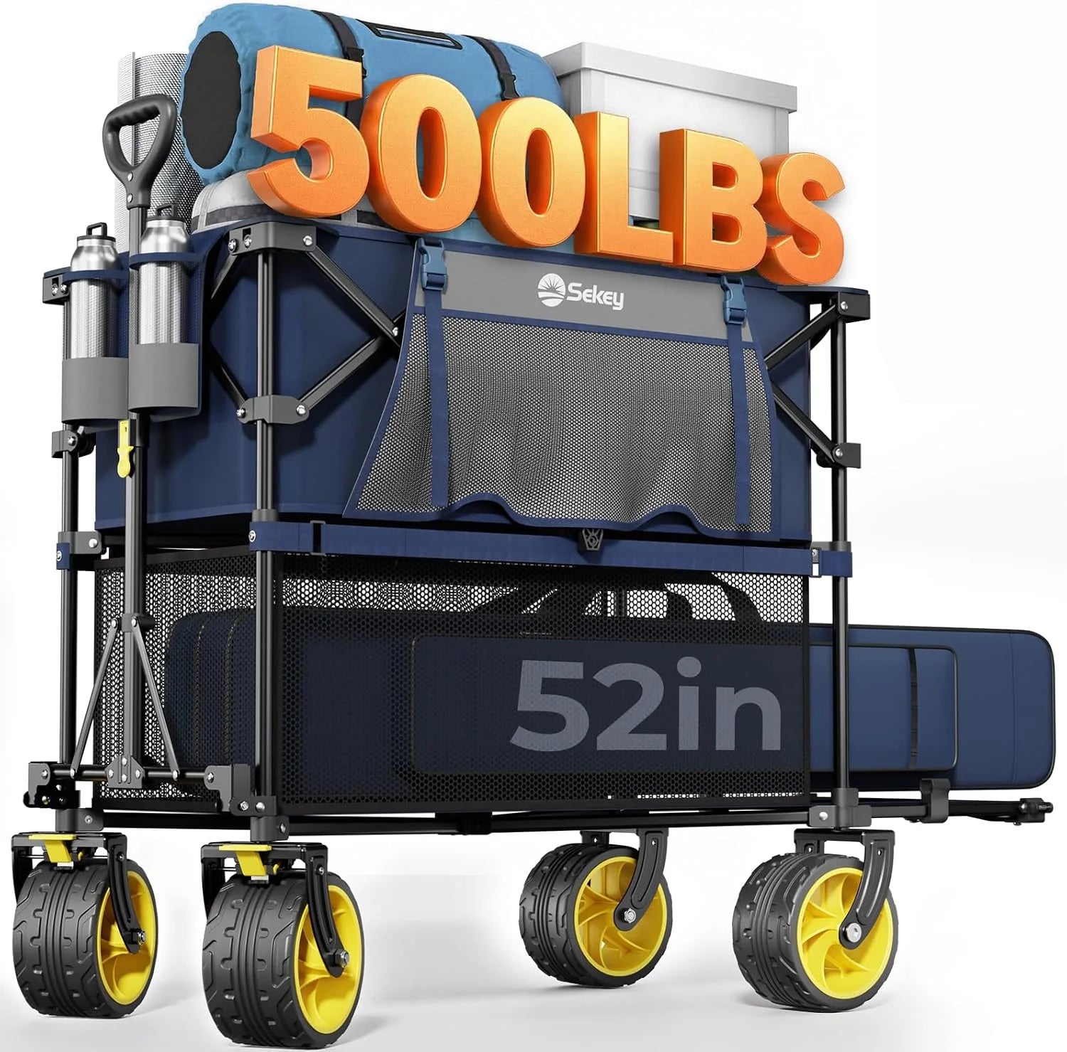 Sekey 500LBS Heavy Duty Double Decker Wagon with Extender, 400L Large Capacity Collapsible Garden Cart Fits 10x10 Canopy - Image 6