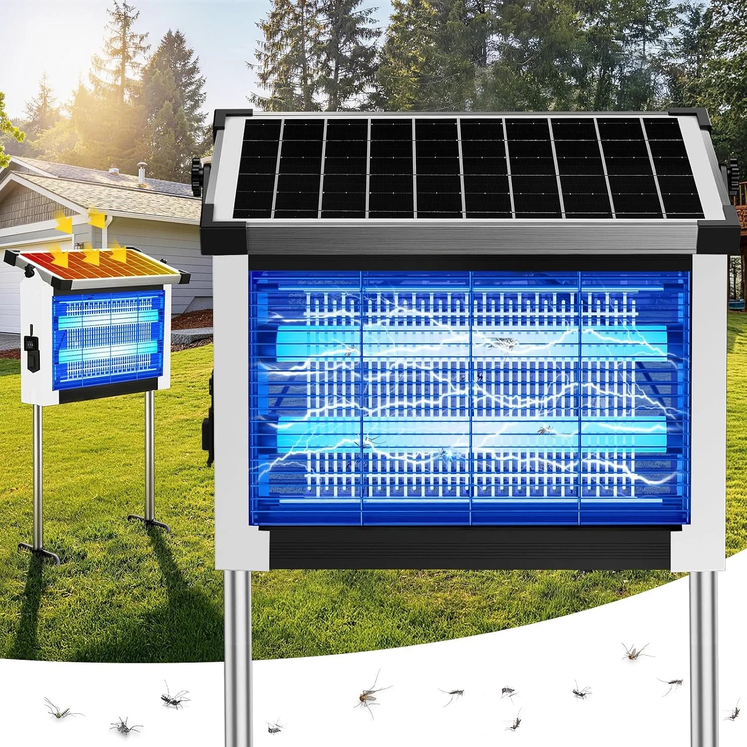 Solar Bug Zapper Outdoor, 4500V Solar Mosquito Zapper for Outdoor & Indoor, 1/2 Acre Coverage Cordless Rechargeable bifanuoyard