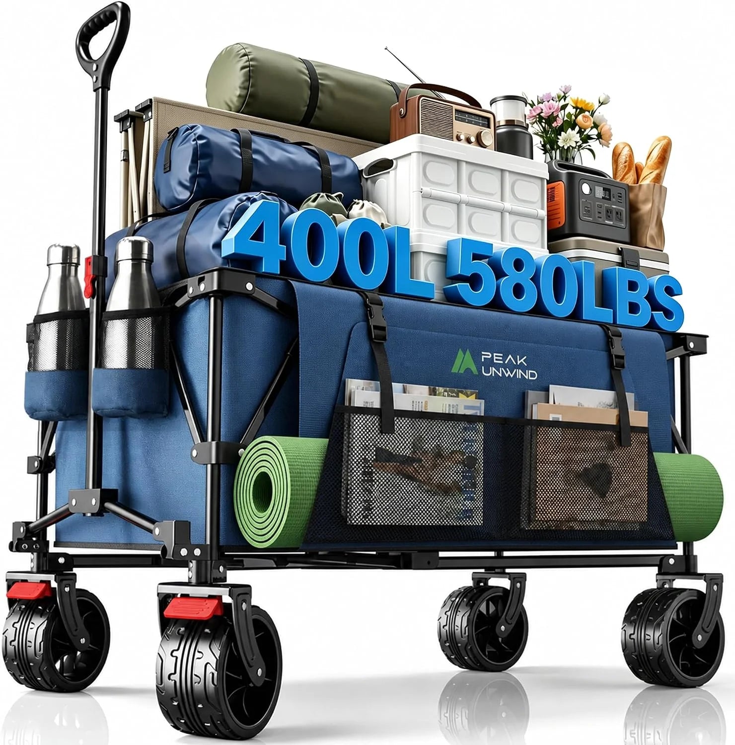 Foldable Carts, Collapsible Wagon with Wheels, 450LBS Heavy Duty Beach Wagon Cart - Image 8