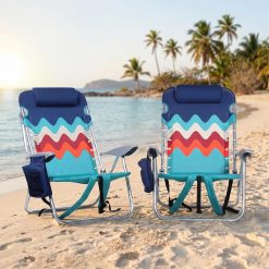 Alternative view of New Arrivals PARTY Backpack Beach Chairs 2 Pack Aluminum Lightweight Folding Reclining Beach Chairs, 4 Positions Classic Lay