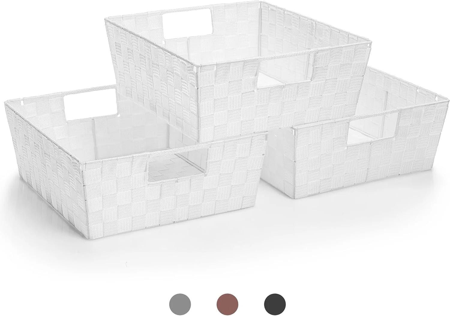 New Arrivals Set of 3 Large Woven Storage Baskets, Mesh Hand-Woven Organizing Baskets, Fabric Storage Bins for Linen - Image 4
