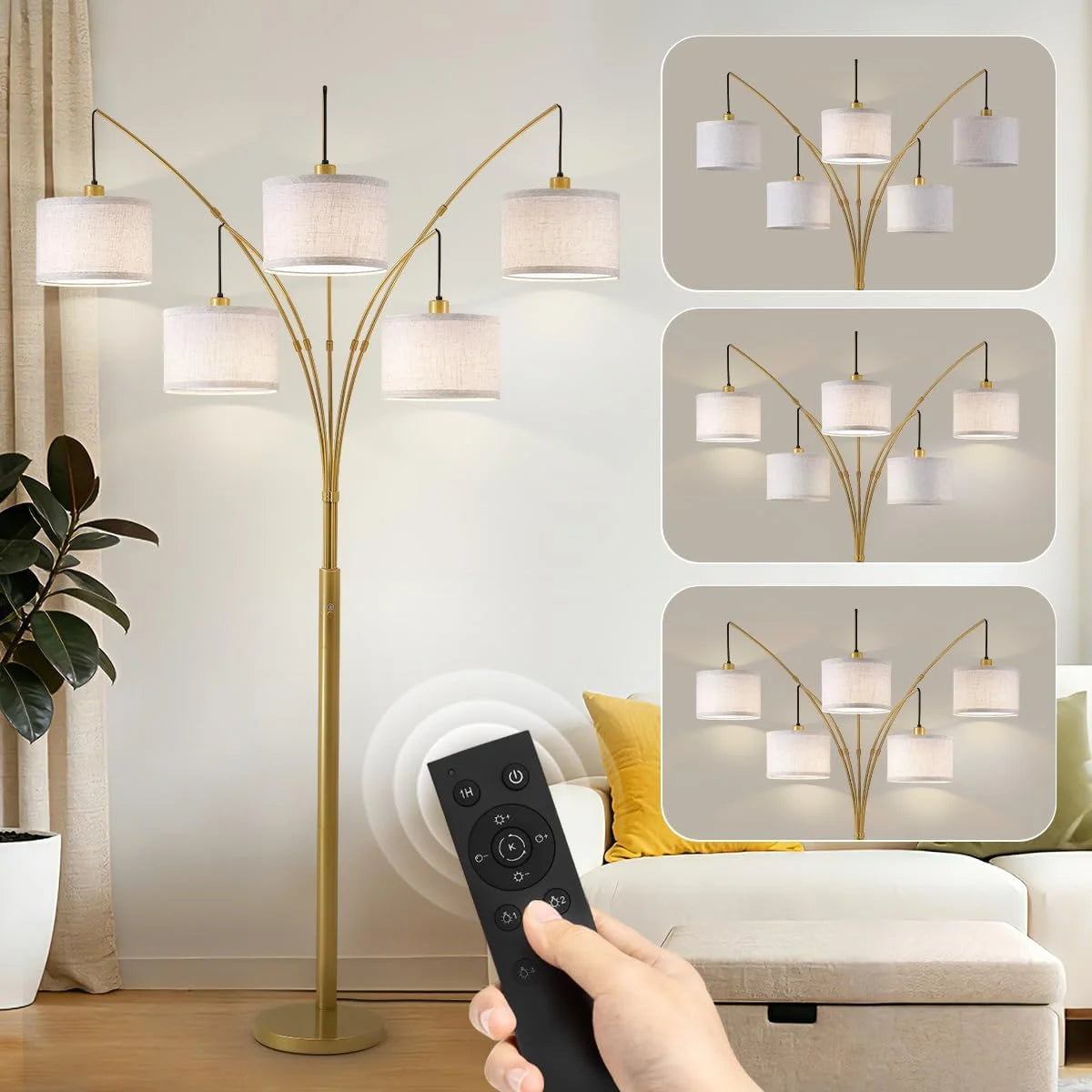 Floor Lamp, Remote Control, Dimmable, 3 Light - Image 3
