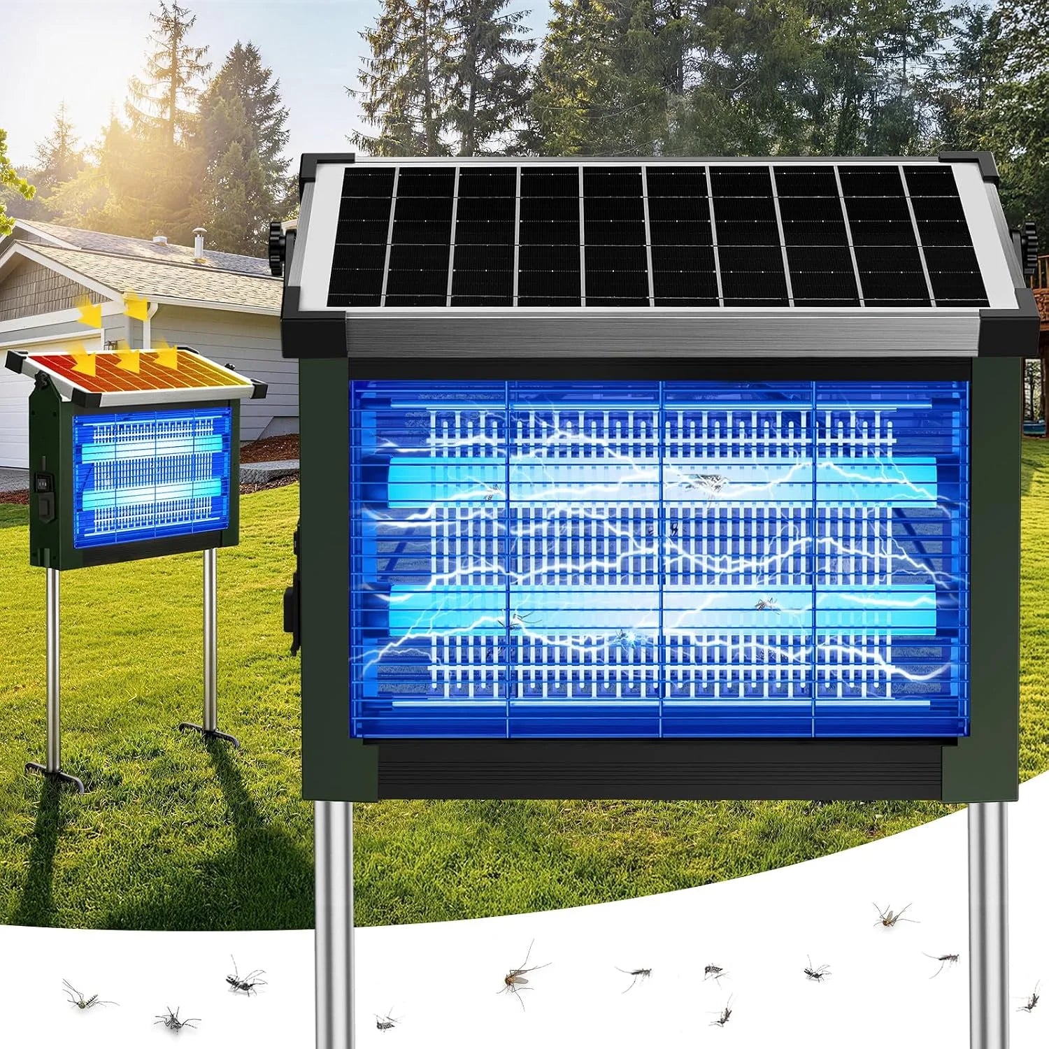 Solar Bug Zapper Outdoor, 4500V Solar Mosquito Zapper for Outdoor & Indoor, 1/2 Acre Coverage Cordless Rechargeable bifanuoyard - Image 4